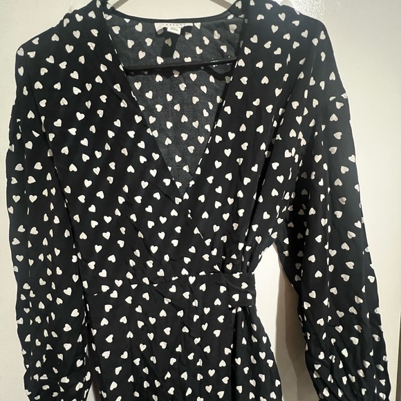 Topshop Heart Print Midi Wrap Dress Black White size 2 - Picture 10 of 10
